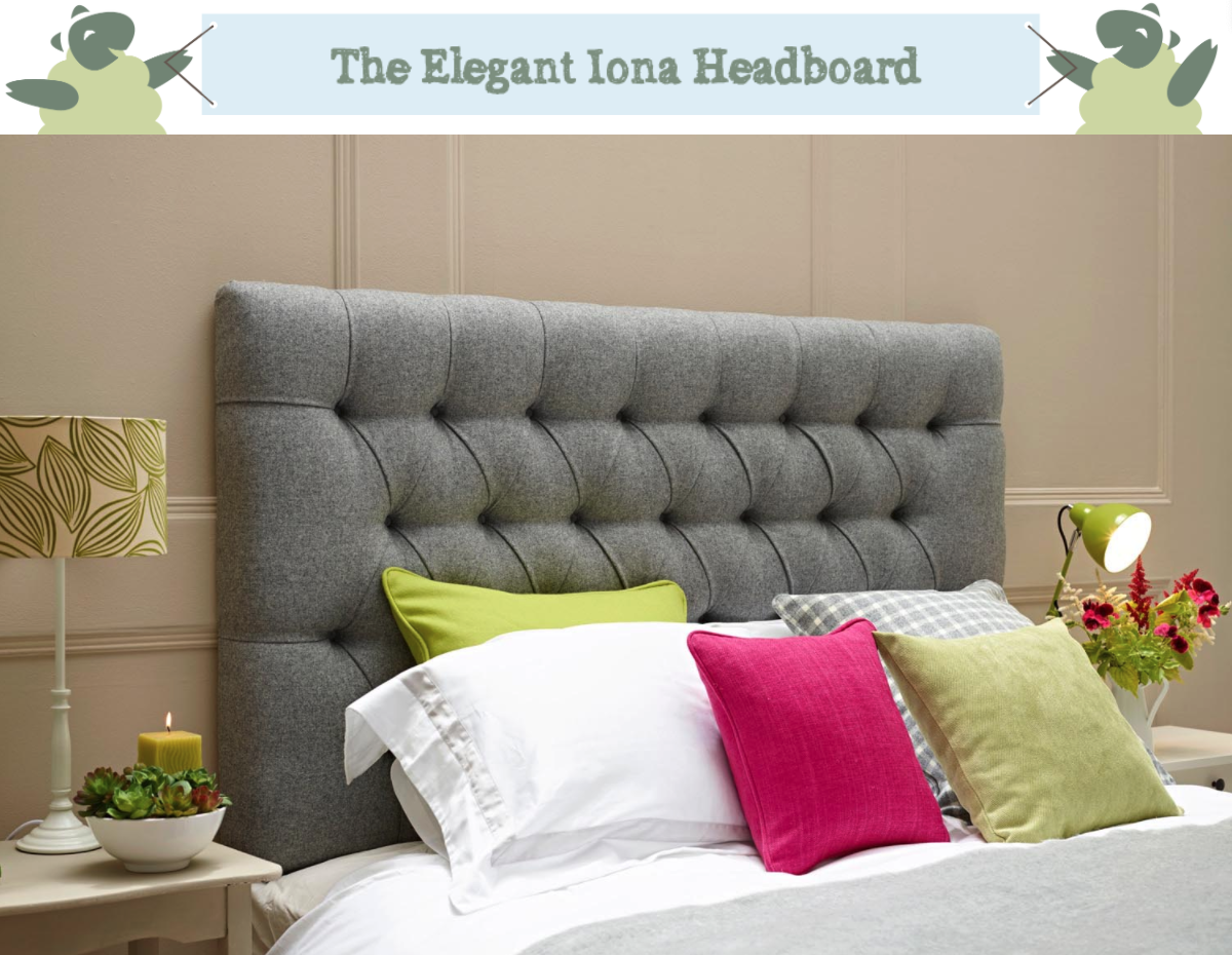 Iona Deep Buttoned Grey Headboard