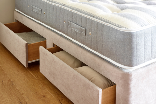 Jersey Divan Base with open full size drawers