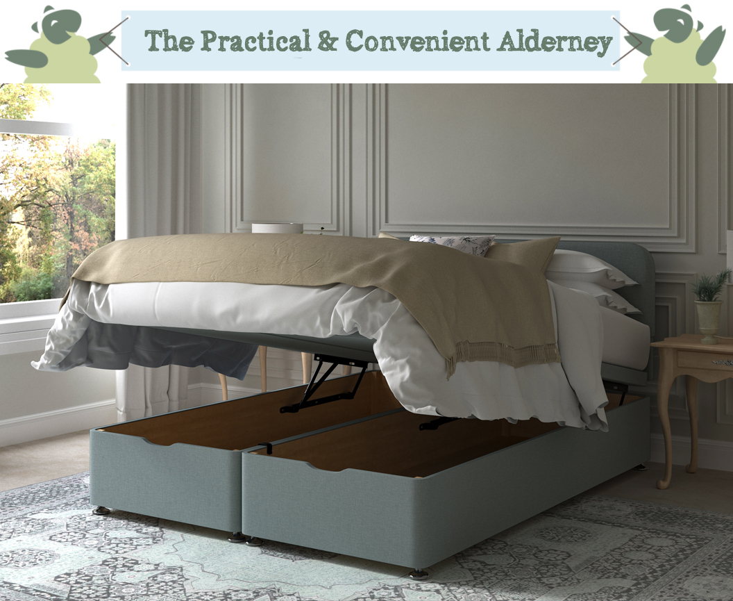 The practical and easy lifting Alderney Ottoman Bed with gas struts for ease of use